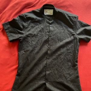 Zara Slim Fit Black Granddad collar shirt